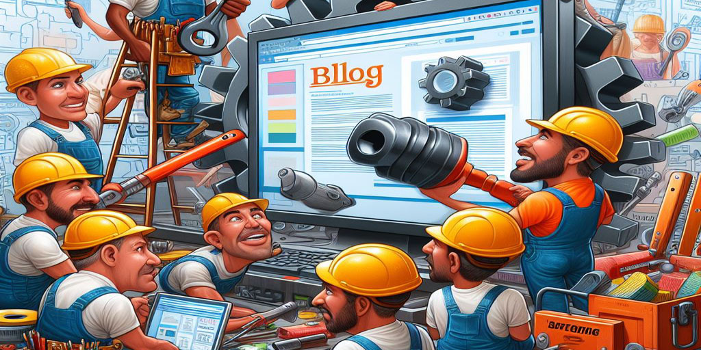 Construction workers building a blog.