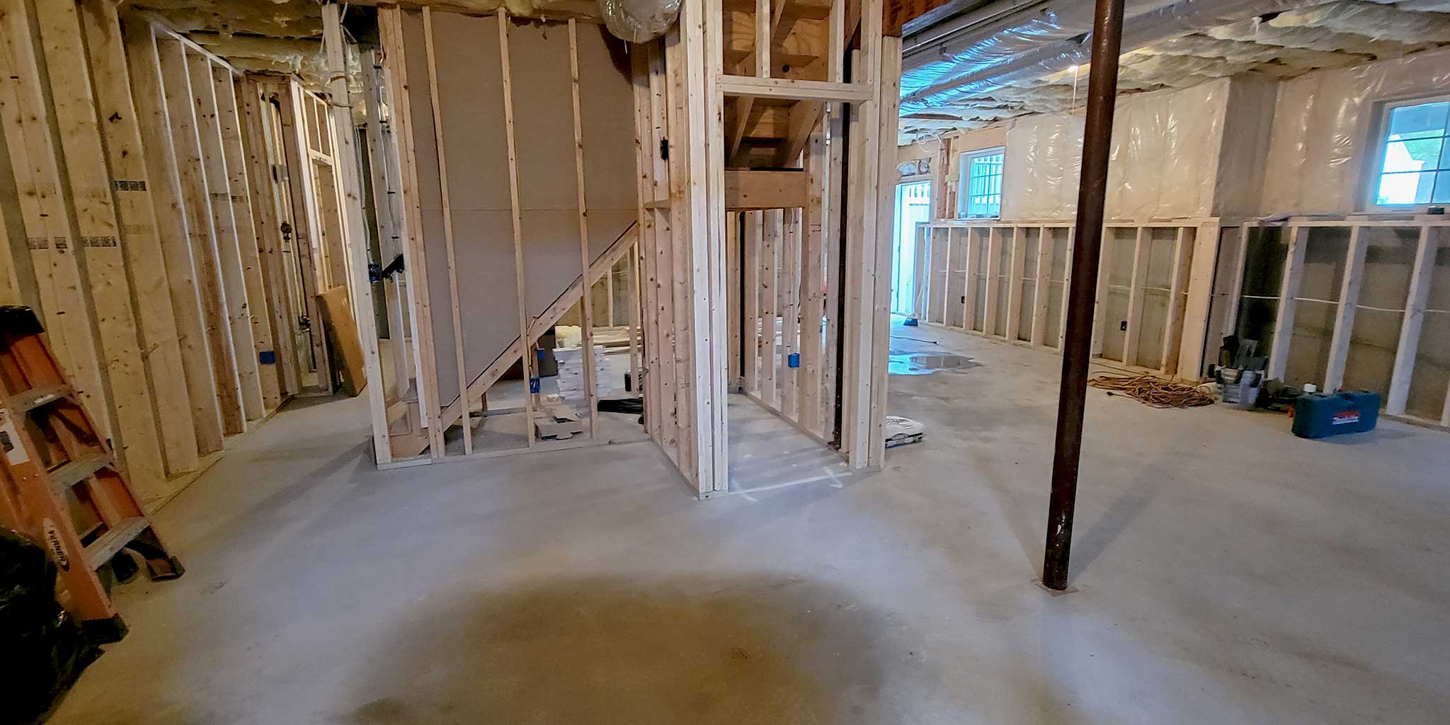 At this point, most of the new framing in the basement has been completed.