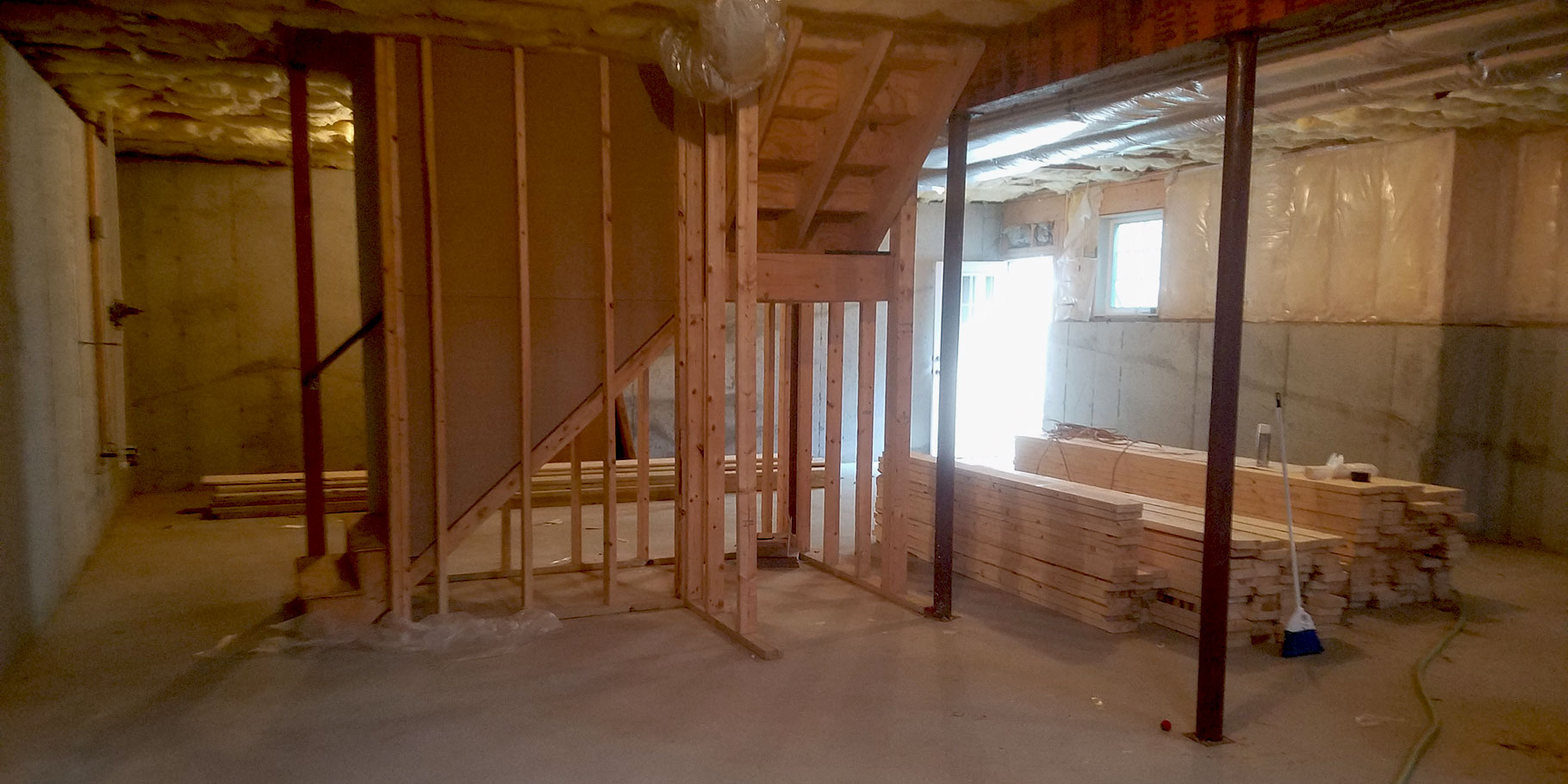 Before we started work on the basement. Framing materials have been delivered and we're ready to go.